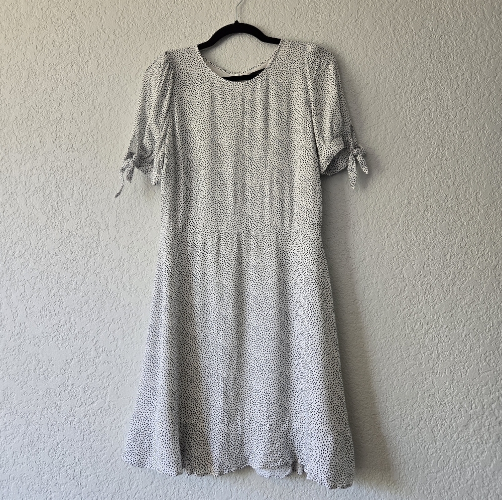 Banana Republic 12 Ecovero Puff Tie Sleeve Mini Dress Ruffle Hem